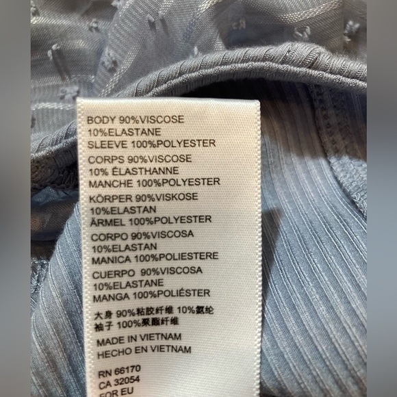 Urban Outfitters Cynthia Clip Dot Sleeve Top Sky Blue Small Puff Ruffle Sleeve - Picture 7 of 9